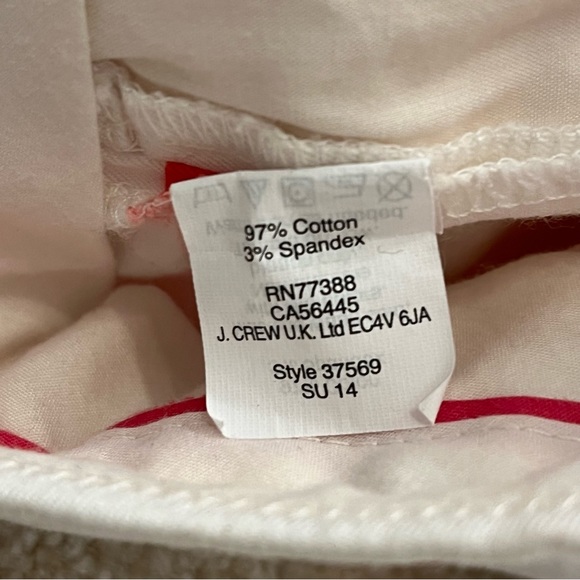 J Crew Shorts Womens 00 White Red Geometric Printed Chino Stretch Cotton Blend - Picture 4 of 10